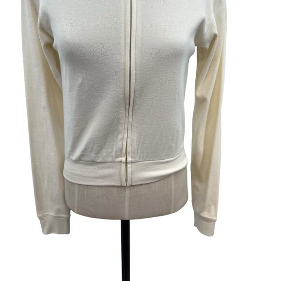 Skims Logo Pointelle Zip Up Hoodie Ivory Cream Size Small - Picture 7 of 14